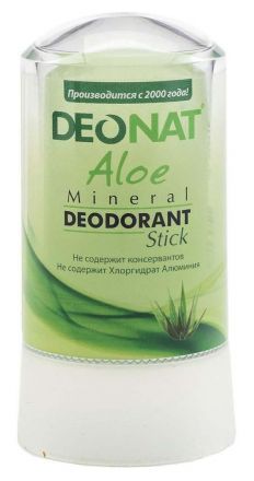 Дезодорант-Кристалл с натуральным соком Алоэ, стик зеленый (60 г), DeoNat
